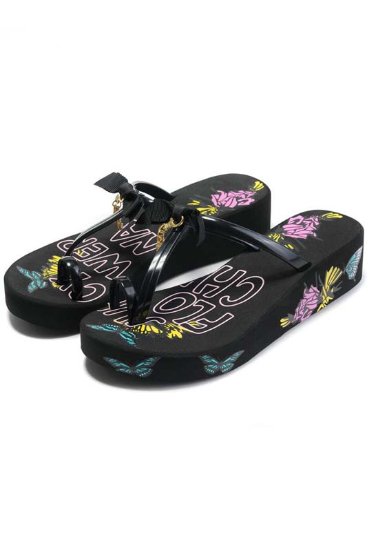 Juicy Couture Graffiti Heavy-Bottomed Flip Flops Black